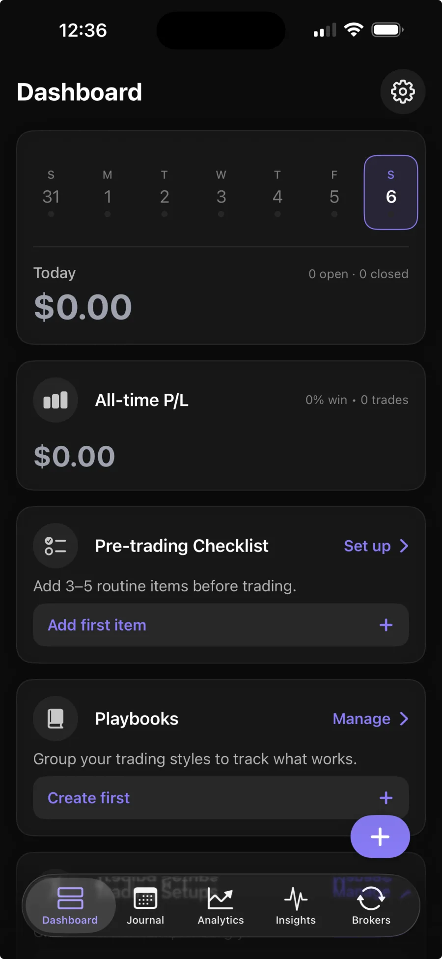 Astro iOS dashboard showing trade journal performance, daily profit and loss, and equity charts.